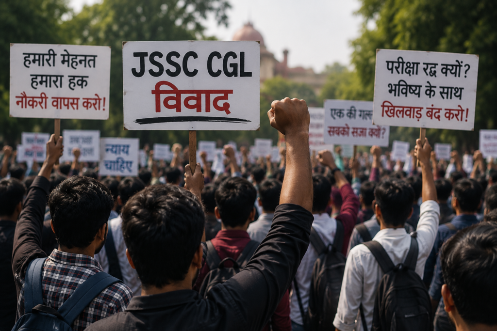 JSSC CGL विवाद के खिलाफ प्रदर्शन करते अनिल रजक