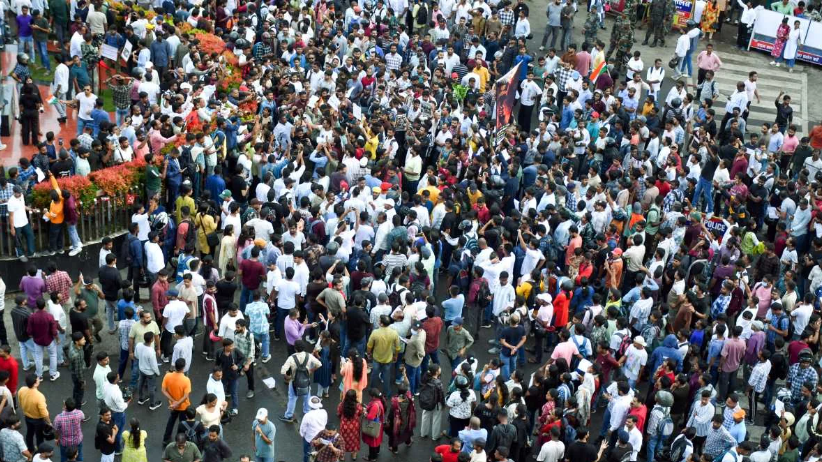 JPSC छात्र आंदोलन के दौरान रांची में प्रदर्शन करते अभ्यर्थी