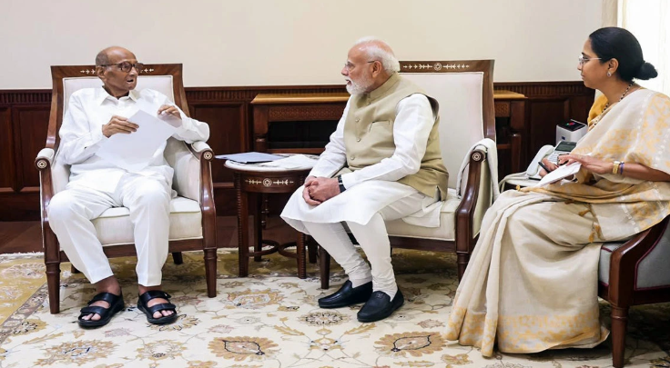 शरद पवार के सांसदों की पीएम मोदी से मुलाकात