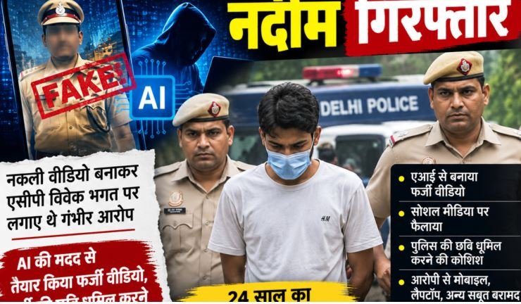 Delhi Police साइबर सेल ने ACP विवेक भगत को लेकर कथित फर्जी AI वीडियो प्रसारित करने के मामले में 24 वर्षीय युवक को गिरफ्तार किया।